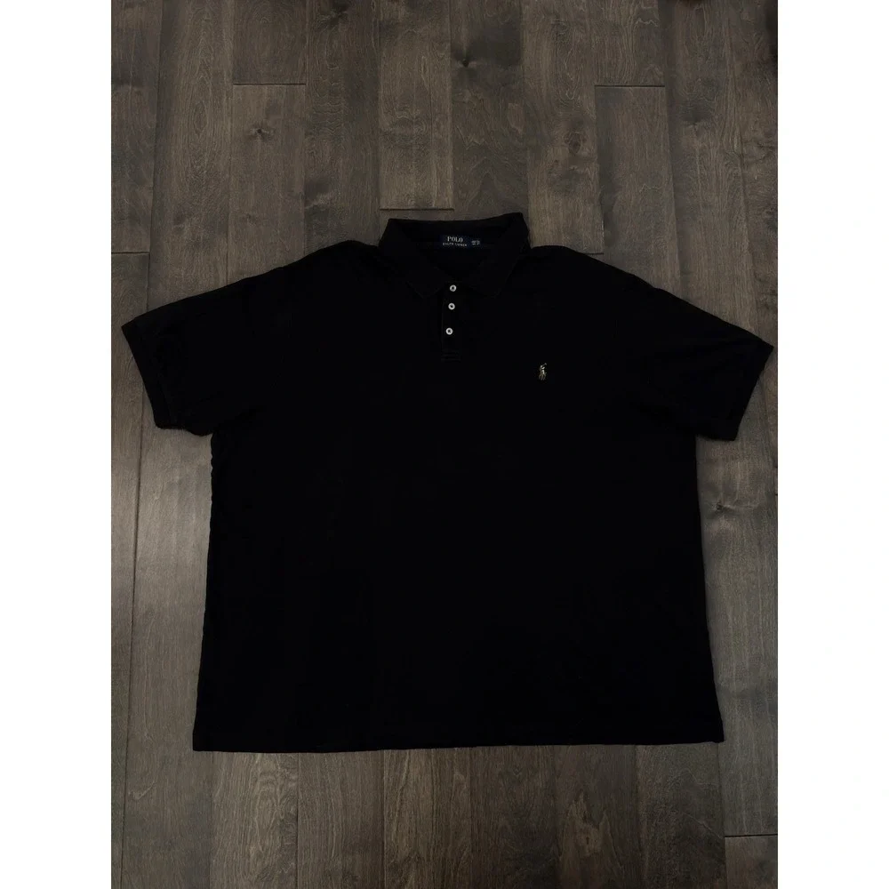 Ralph Lauren Mens Short Sleeve Black Classic Fit Polo Shirt Size 4XLT Flesh Pony